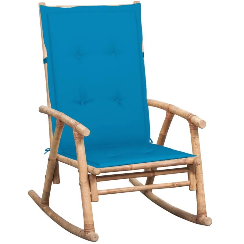 vidaXL Silla mecedora con cojín bambú - Jardín