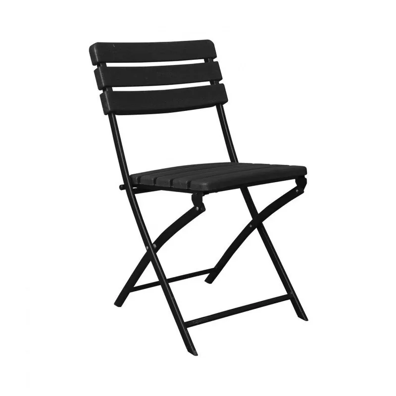 Silla Plegable Efecto Madera Negro 55x46x81cm 7house - Jardín