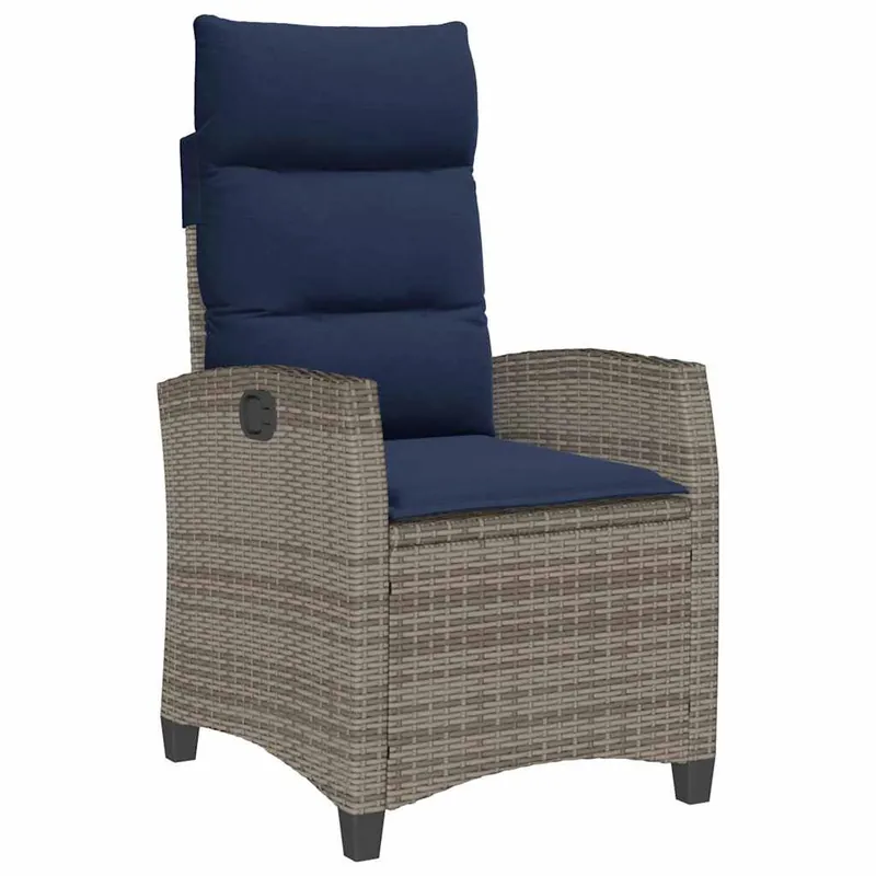 vidaXL Silla de jardín reclinable con mesa auxiliar ratán beige