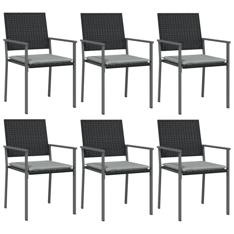 Sillas jardin cojines 6 unidades ratán sintético negro 54x62,5x89 cm - Jardín