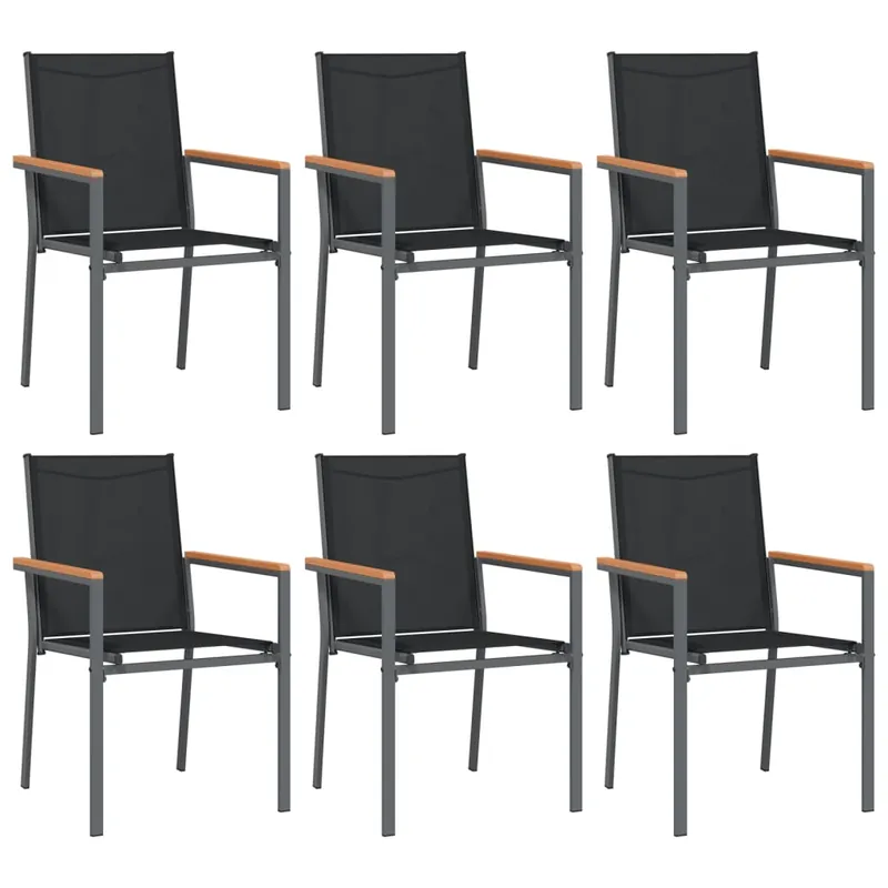 Sillas de jardin 6 unidades textilene y acero negro 55x61,5x90 cm - Jardín