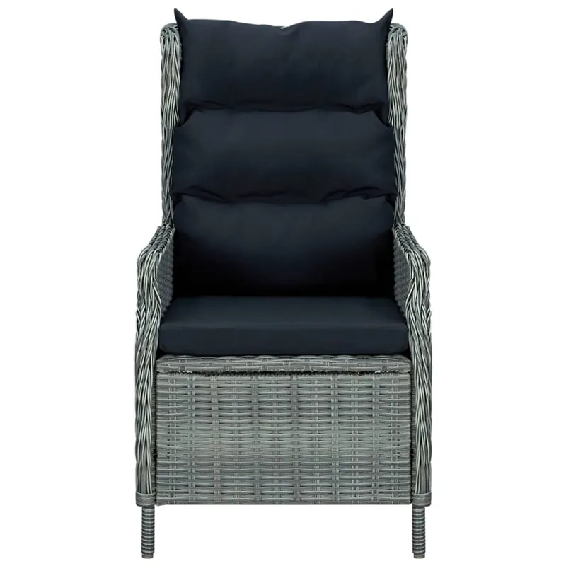 Sillón reclinable de jardin cojines ratán sintético gris claro - Jardín