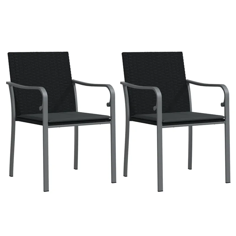 Sillas jardin y cojines 2 unidades ratán sintético marrón 56x59x84cm - Jardín