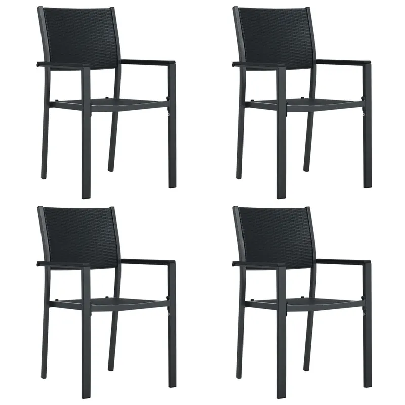 Sillas de jardin 4 unidades plástico con aspecto de ratán negro - Jardín
