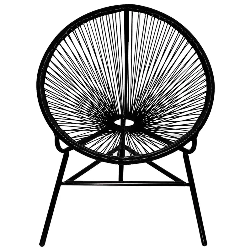 Silla redonda ratán sintético negro - Jardín