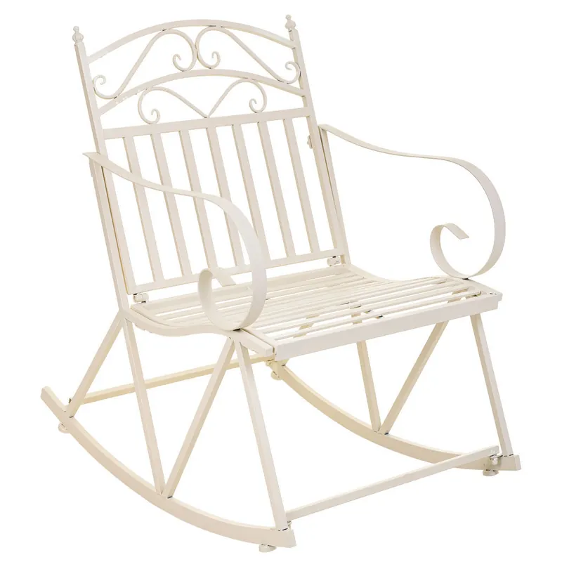 Sillon balancin de forja blanco 55x45x91h cm - Jardín