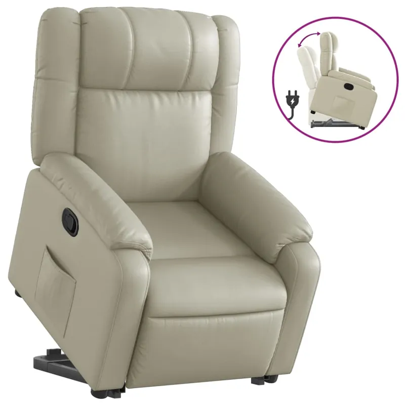 vidaXL Sillón reclinable elevable cuero artificial negro - Sofás sillones puffs