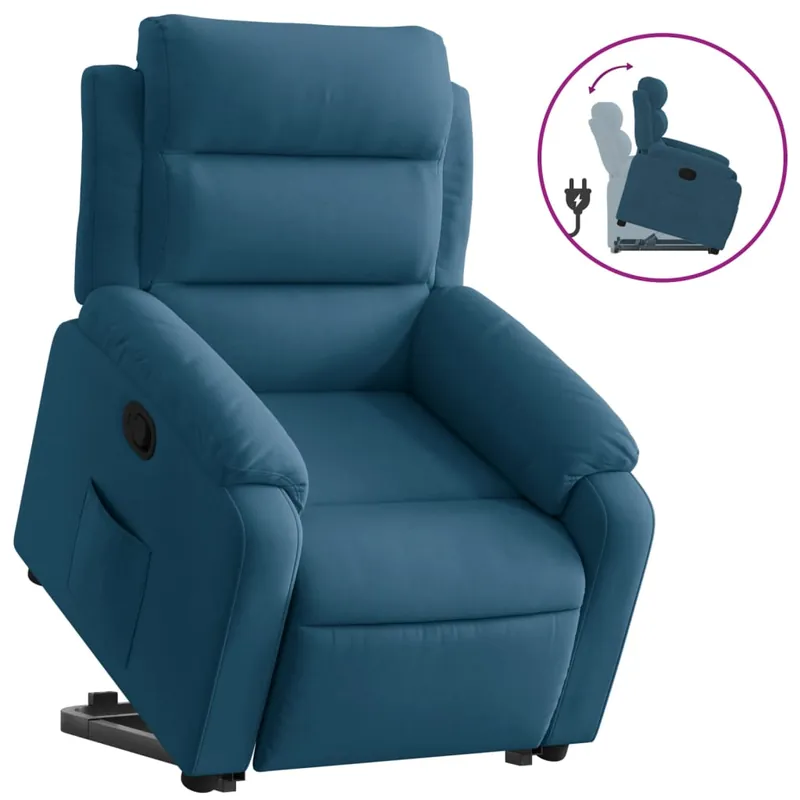 vidaXL Sillón reclinable elevable terciopelo negro - Sofás sillones puffs