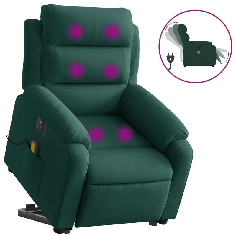 vidaXL Sillón de masaje reclinable elevable terciopelo gris claro - Sofás sillones puffs
