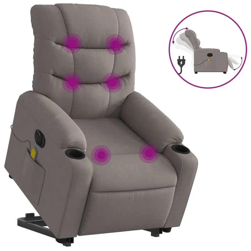vidaXL Sillón masaje eléctrico reclinable elevable tela verde oscuro - Sofás sillones puffs