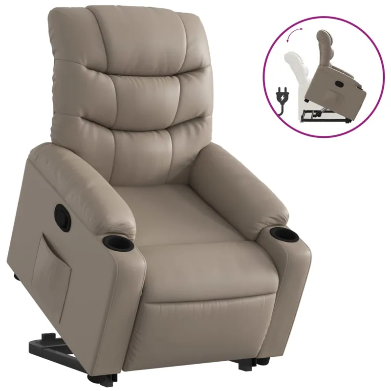 vidaXL Sillón reclinable elevable cuero artificial gris - Sofás sillones puffs