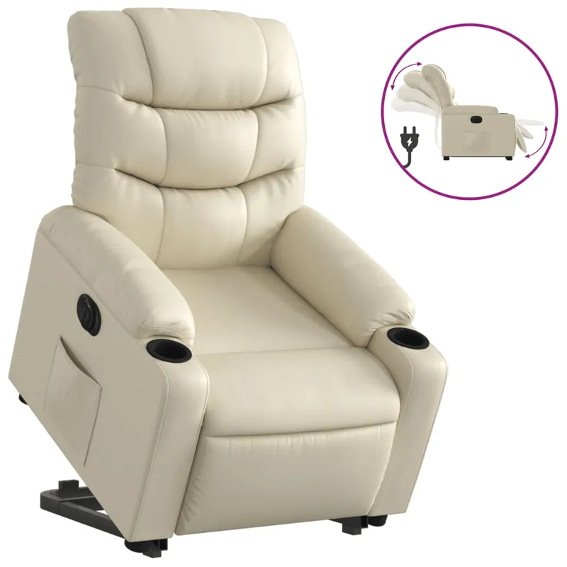 vidaXL Sillón elevable eléctrico cuero artificial rojo tinto - Sofás sillones puffs