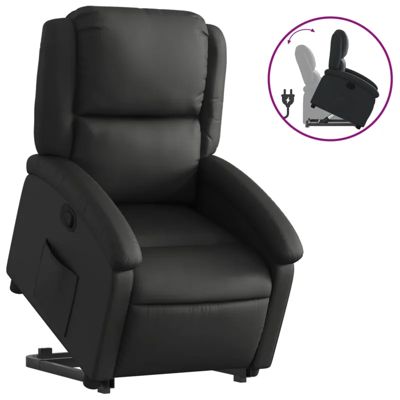 vidaXL Sillón reclinable elevable cuero auténtico color crema - Sofás sillones puffs