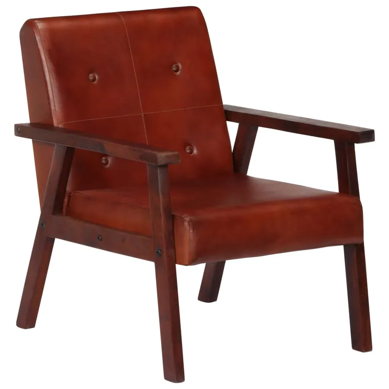 vidaXL Sillón de cuero auténtico marrón - Sofás sillones puffs