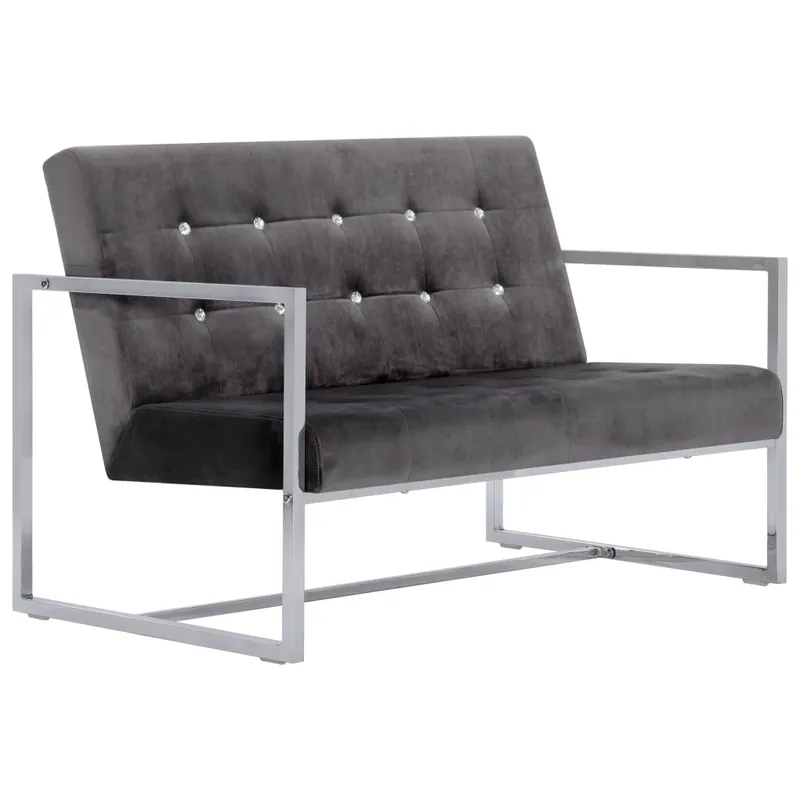vidaXL Sofá 2 plazas con reposabrazos cromado y terciopelo gris oscuro - Sofás sillones puffs