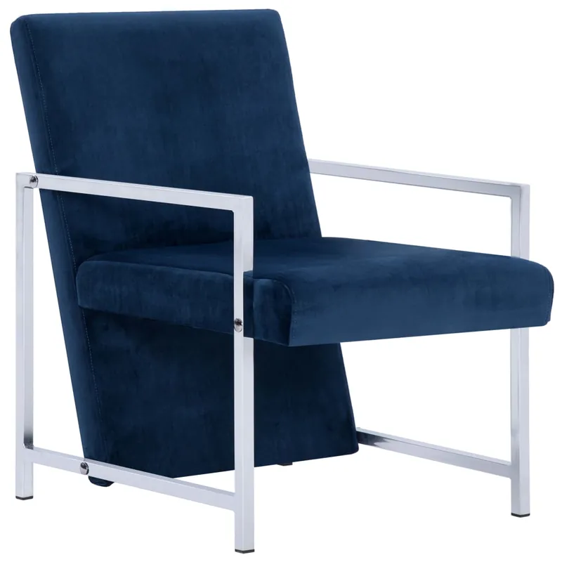 vidaXL Sillón con patas cromadas de terciopelo azul - Sofás sillones puffs