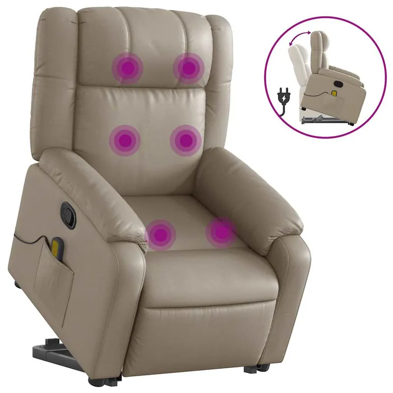 vidaXL Sillón reclinable de masaje de pie cuero artificial negro - Sofás sillones puffs