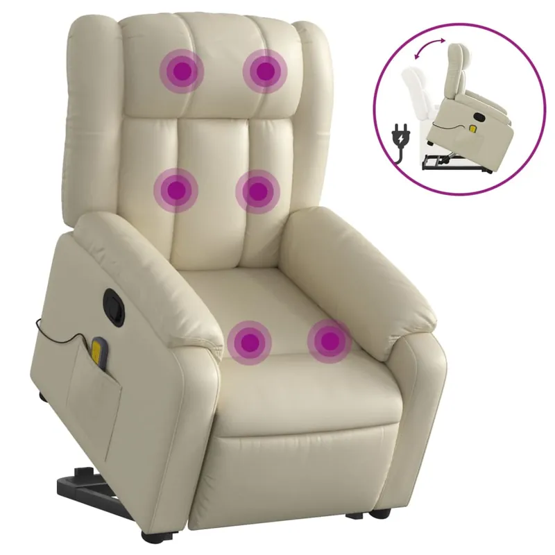 vidaXL Sillón reclinable de masaje de pie cuero artificial rojo tinto - Sofás sillones puffs