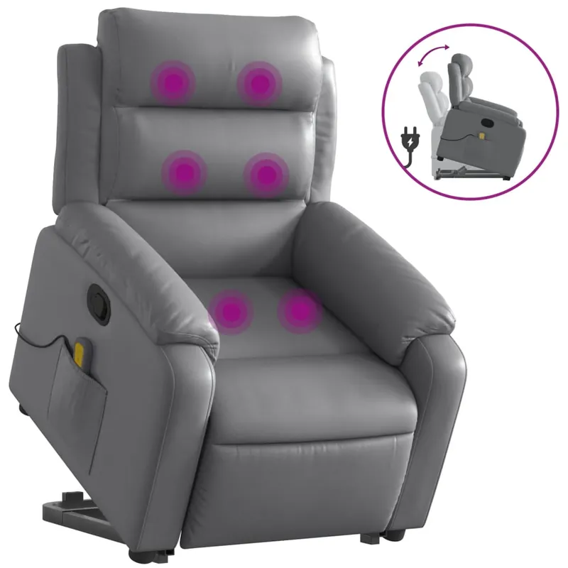 vidaXL Sillón reclinable de masaje de pie cuero artificial negro - Sofás sillones puffs