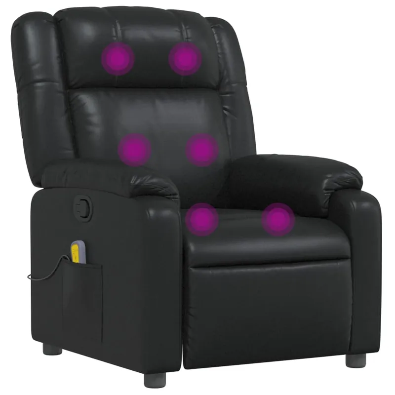 vidaXL Sillón de masaje reclinable cuero sintético negro - Sofás sillones puffs