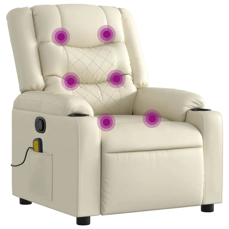 vidaXL Sillón de masaje reclinable cuero sintético gris - Sofás sillones puffs