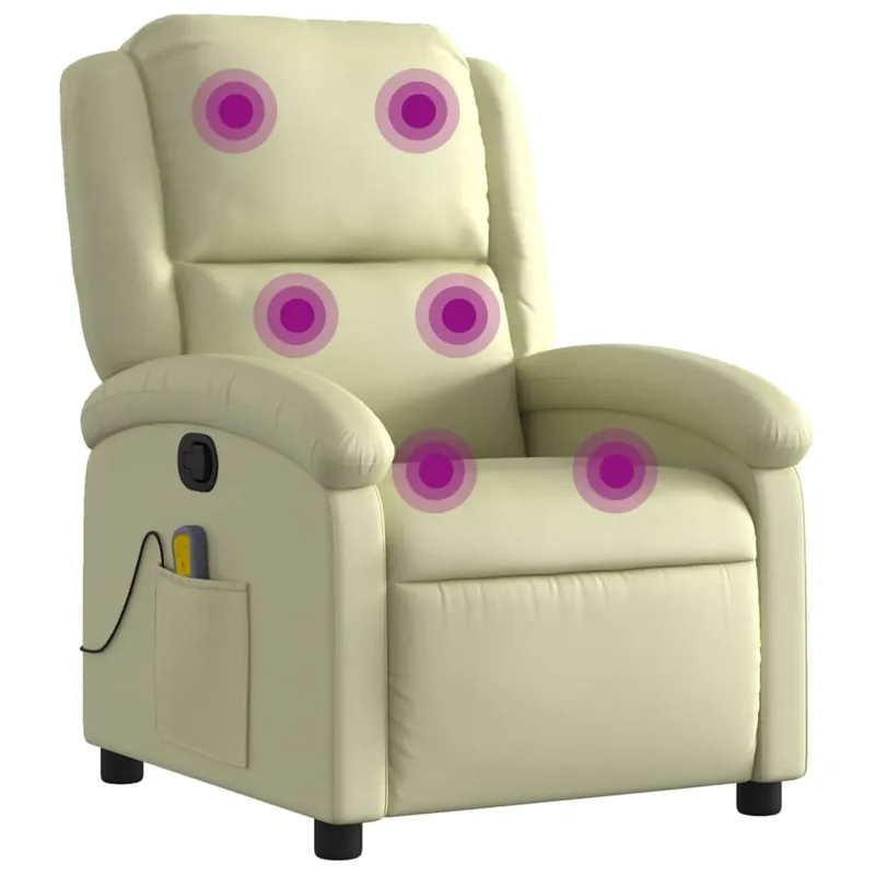 vidaXL Sillón reclinable de masaje cuero auténtico negro - Sofás sillones puffs