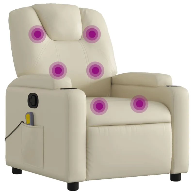 vidaXL Sillón de masaje reclinable cuero sintético gris - Sofás sillones puffs