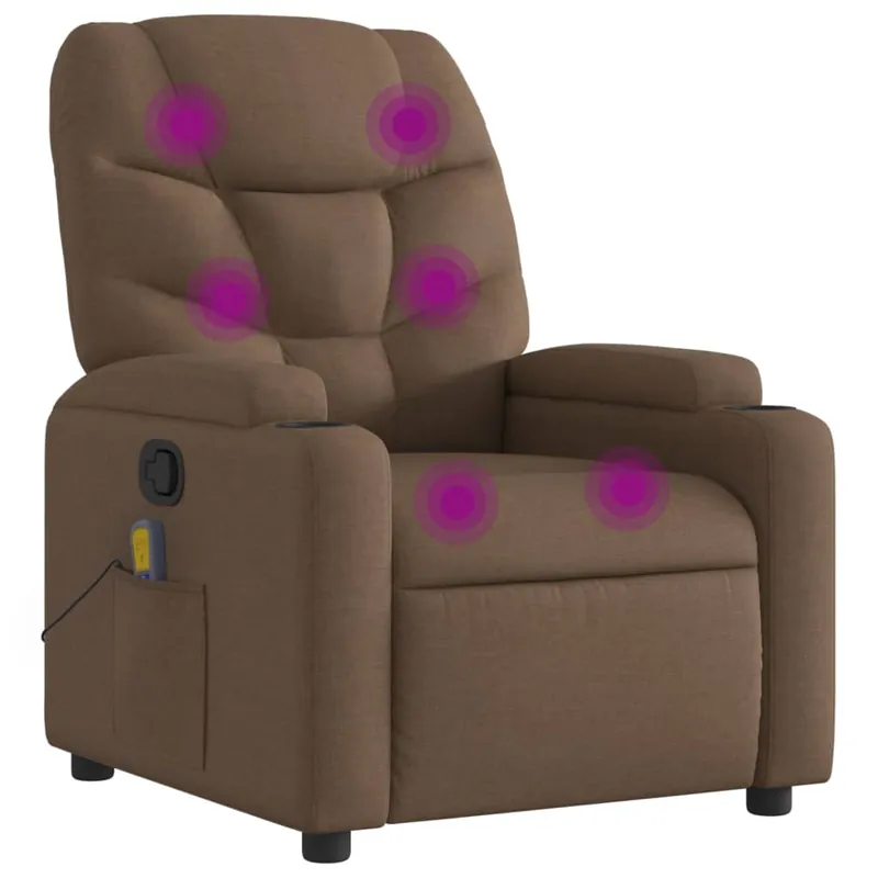 vidaXL Sillón reclinable de masaje de tela gris claro - Sofás sillones puffs