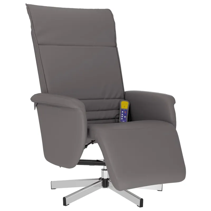 vidaXL Sillón reclinable masaje con reposapiés cuero sintético blanco - Sofás sillones puffs