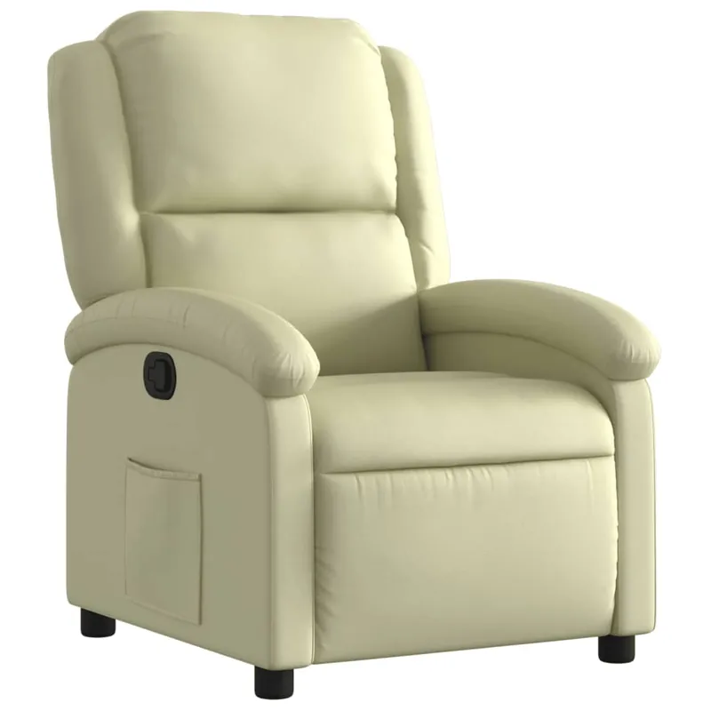 vidaXL Sillón reclinable de cuero auténtico crema - Sofás sillones puffs