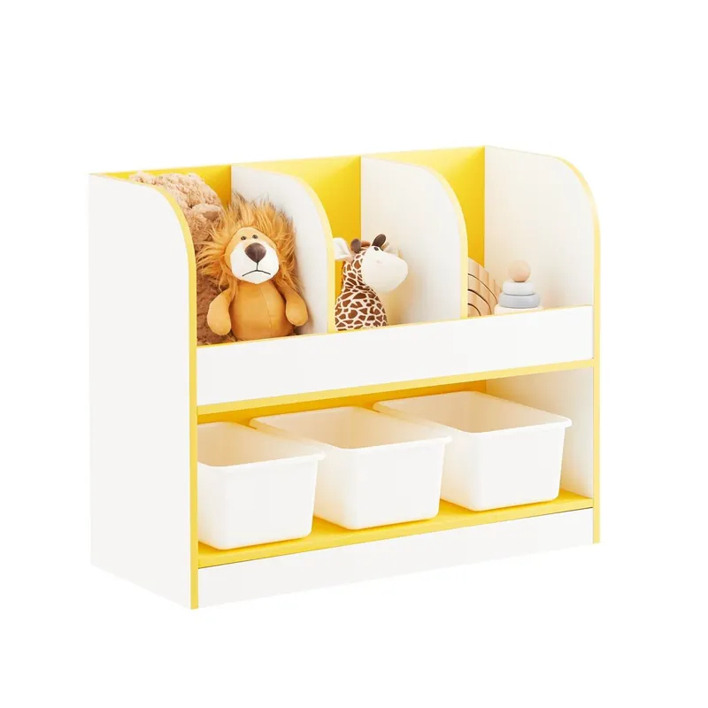 SoBuy KMB107-G Estantería Infantil con 3 Compartimentos y 3 Cajas de Plástico