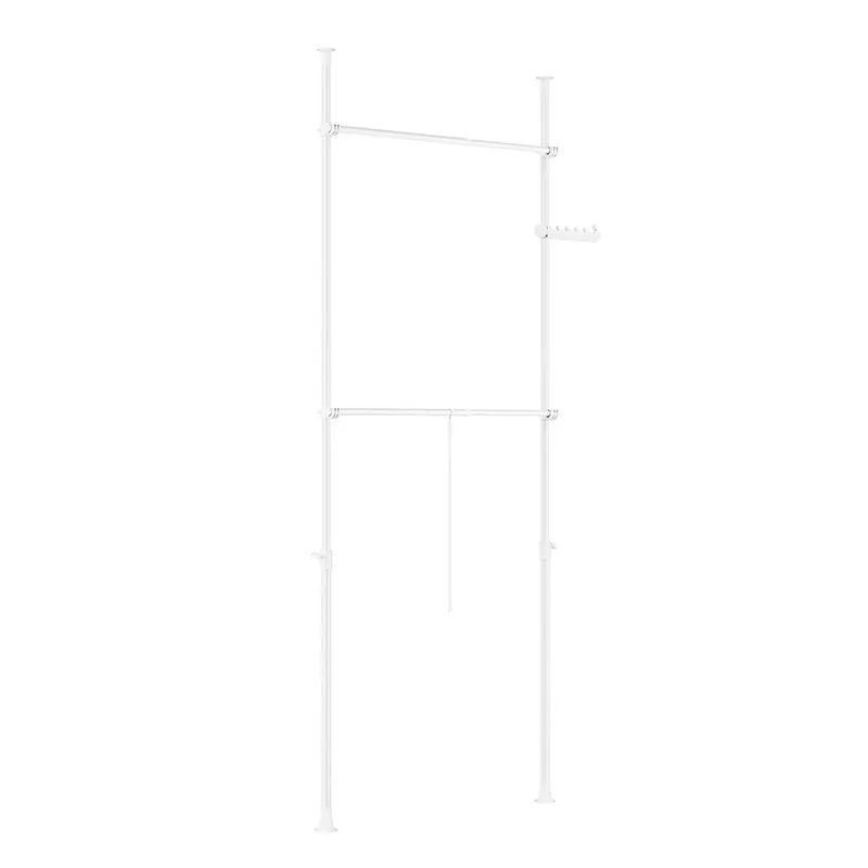 SoBuy Perchero telescópico de suelo, robusto soporte para ropa con varillas, armario abierto ajustable para dormitorio, FRG109-II-W