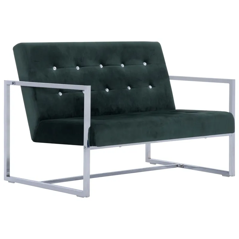 vidaXL Sofá de dos plazas con reposabrazos cromados y terciopelo azul - Sofás sillones puffs