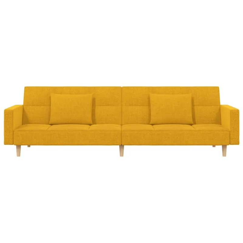 vidaXL Sofá cama de 2 plazas con dos almohadas tela color amarillo - Sofás sillones puffs