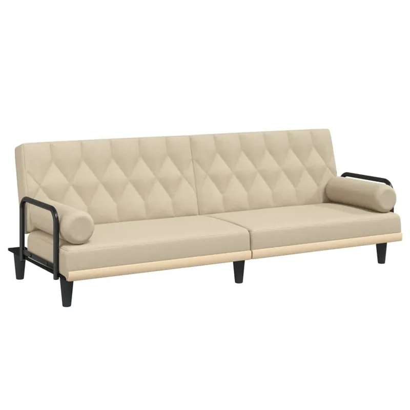 vidaXL Sofá cama con reposabrazos tela gris claro - Sofás sillones puffs