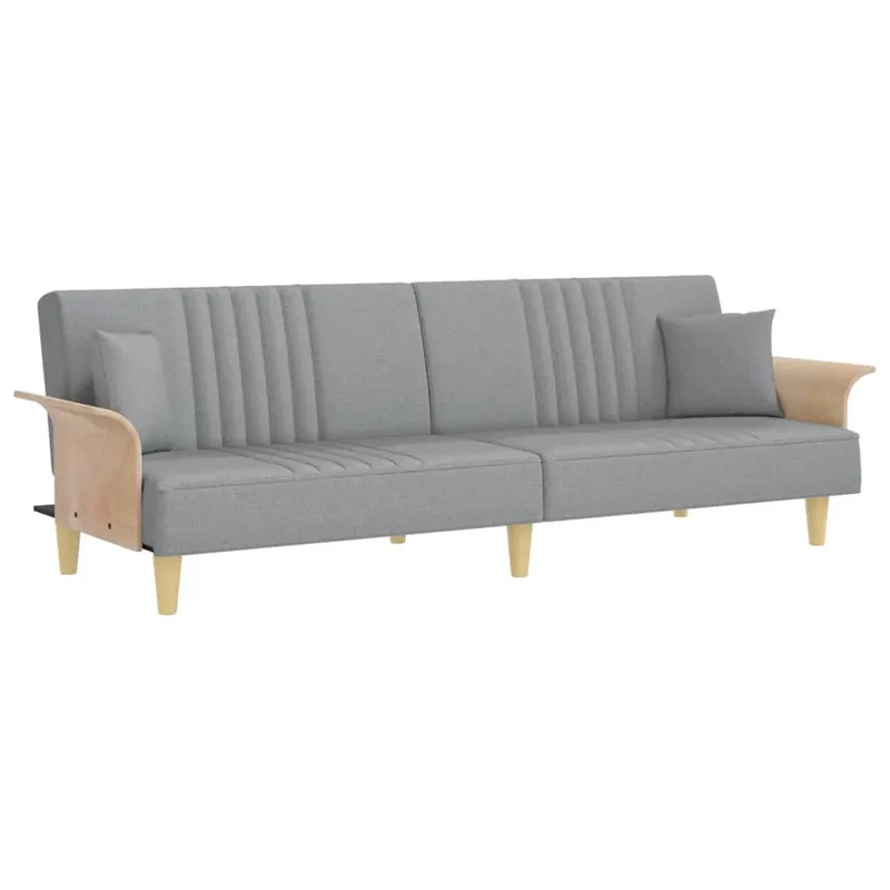 vidaXL Sofá cama con reposabrazos tela gris claro - Sofás sillones puffs