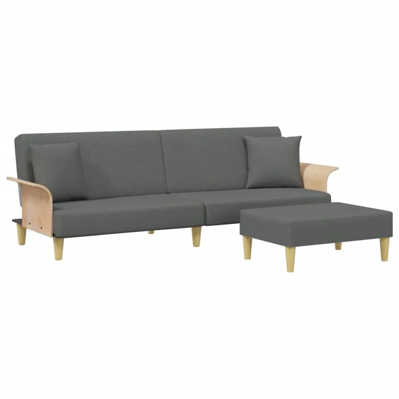 vidaXL Sofá cama 2 plazas y almohadas taburete terciopelo gris oscuro - Sofás sillones puffs