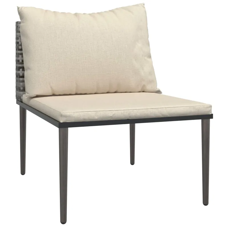 vidaXL Sofá central de jardín con cojines ratán sintético gris - Sofás sillones puffs