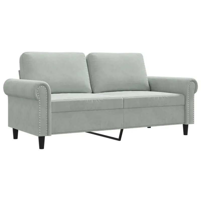 vidaXL Sofá de 2 plazas de terciopelo gris claro 140 cm - Sofás sillones puffs