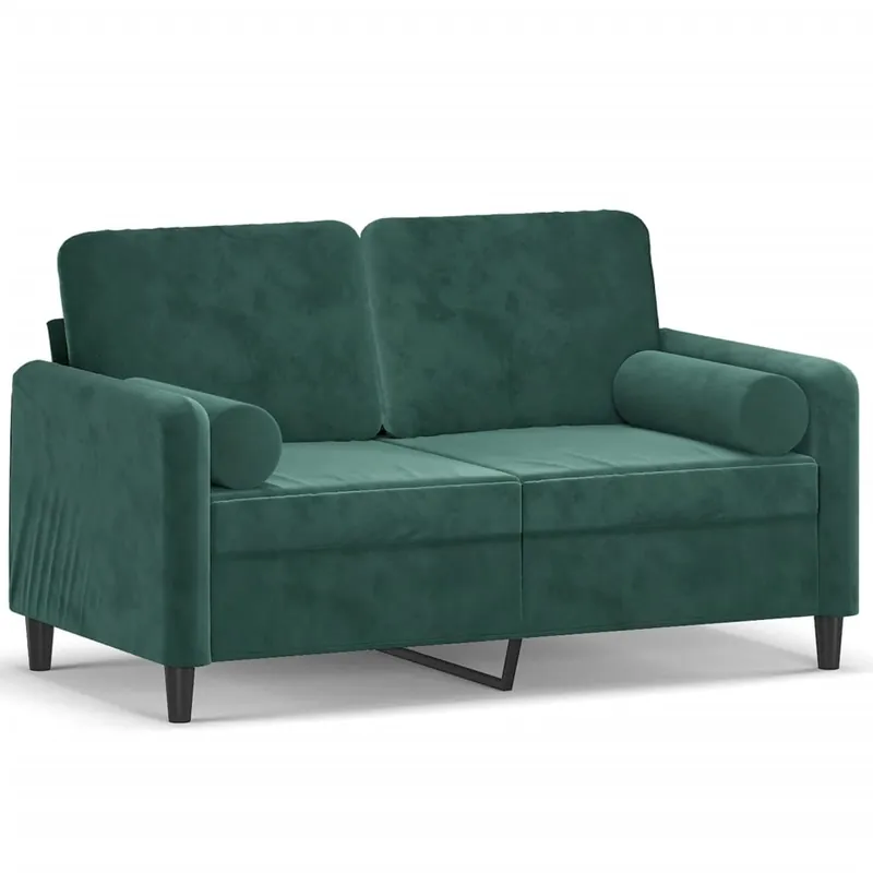 vidaXL Sofá de 2 plazas con cojines terciopelo amarillo 120 cm - Sofás sillones puffs