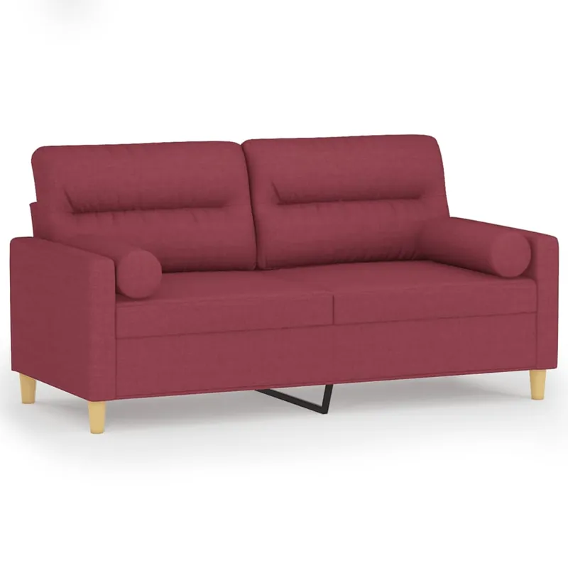 vidaXL Sofá de 2 plazas con cojines tela amarillo claro 140 cm - Sofás sillones puffs