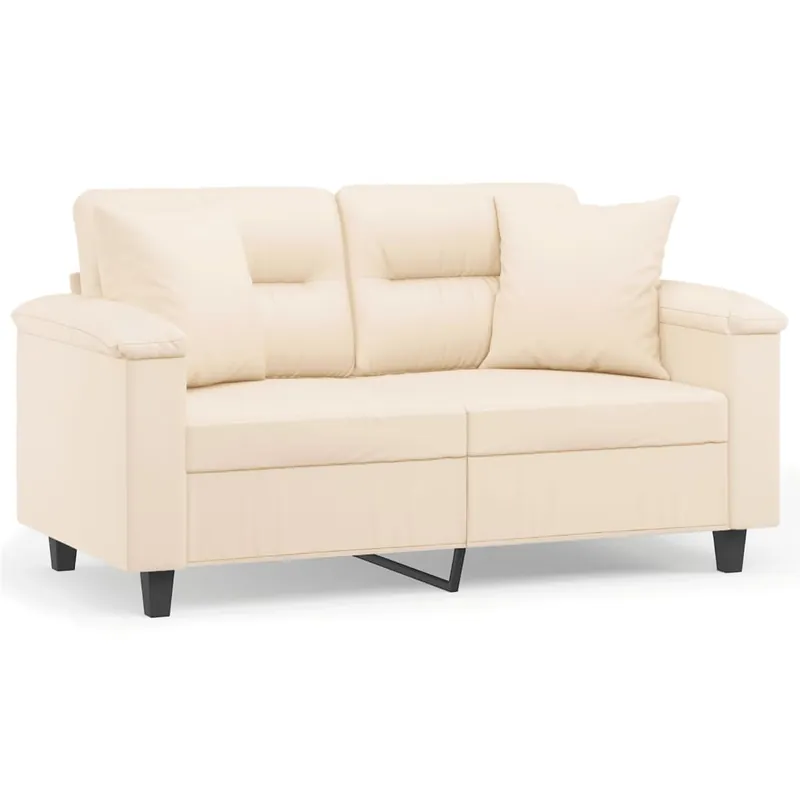 vidaXL Sofá de 2 plazas con cojines tela de microfibra negro 120 cm - Sofás sillones puffs