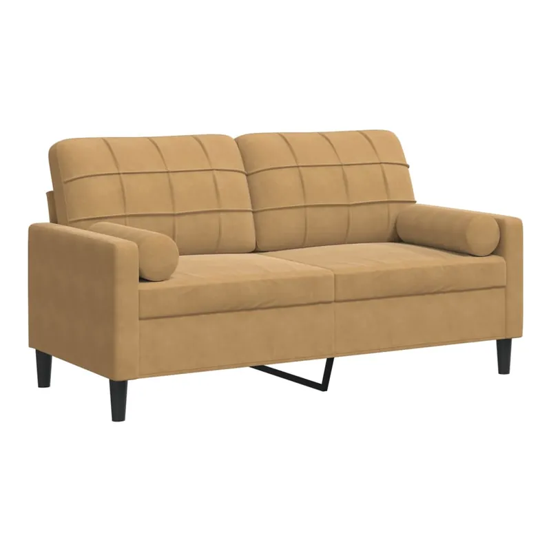 vidaXL Sofá de 2 plazas con cojines terciopelo gris oscuro 140 cm - Sofás sillones puffs