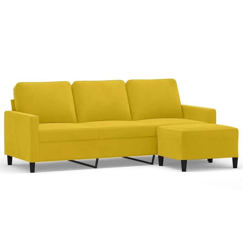 vidaXL Sofá de 3 plazas con taburete de terciopelo rosa180 cm - Sofás sillones puffs