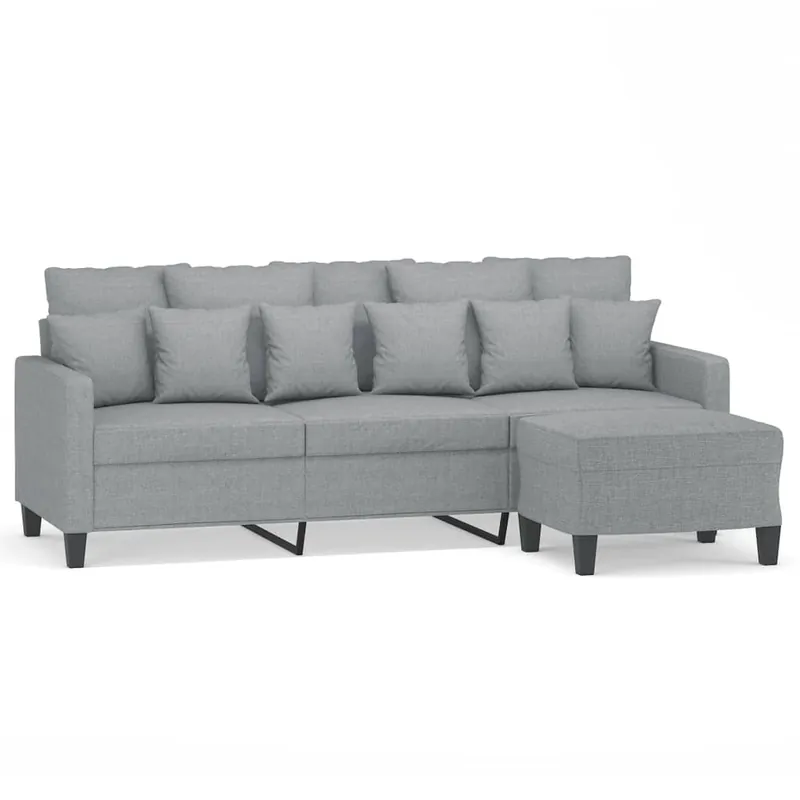 vidaXL Sofá de 3 plazas con taburete de tela crema 180 cm - Sofás sillones puffs