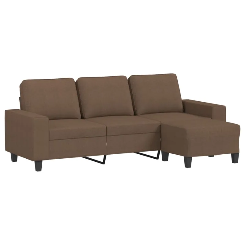 vidaXL Sofá de 3 plazas con taburete de tela marrón 180 cm - Sofás sillones puffs