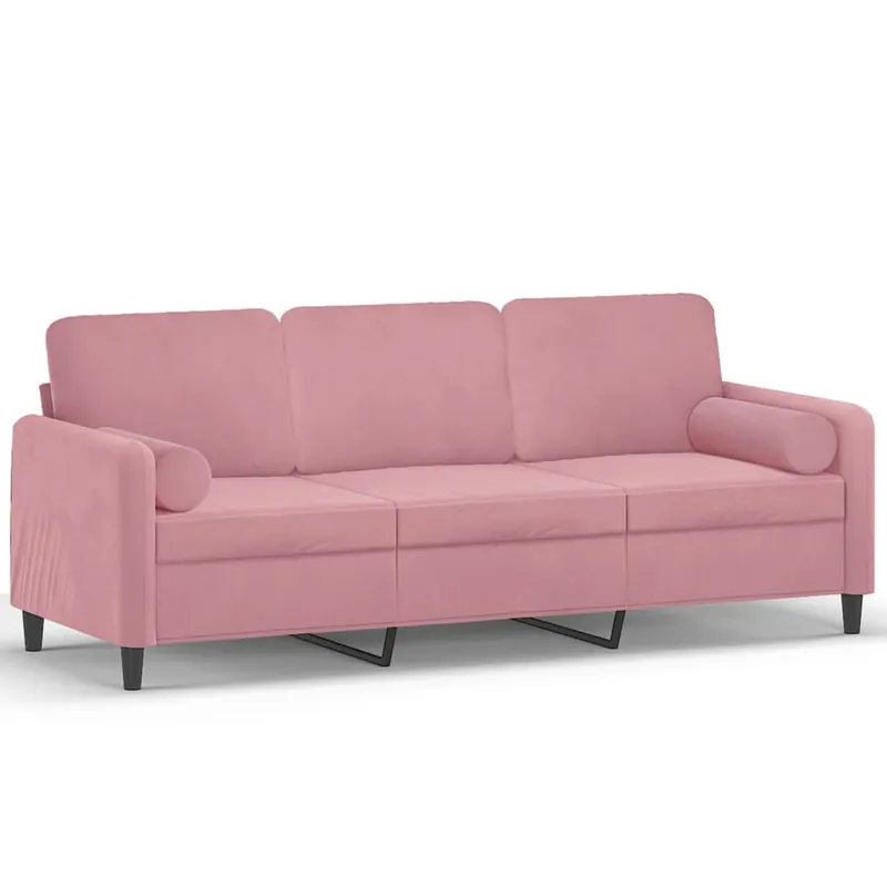 vidaXL Sofá de 3 plazas con cojines terciopelo amarillo 180 cm - Sofás sillones puffs
