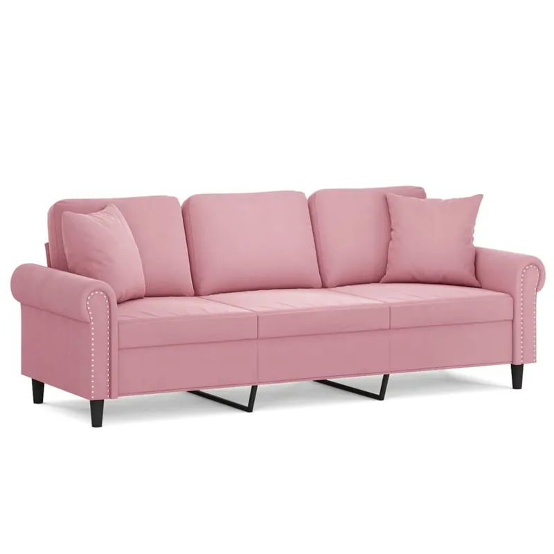 vidaXL Sofá de 3 plazas con cojines terciopelo amarillo 180 cm - Sofás sillones puffs