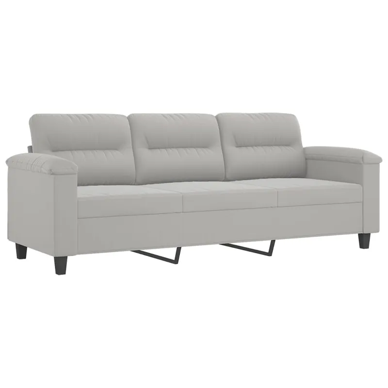 vidaXL Sofá de 3 plazas de tela de microfibra gris claro 180 cm - Sofás sillones puffs