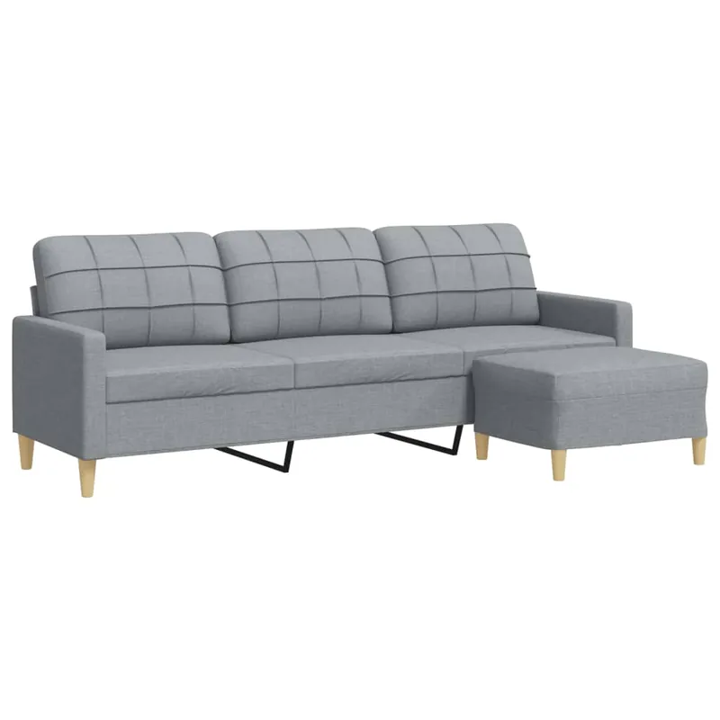 vidaXL Sofá de 3 plazas con taburete de tela gris oscuro 210 cm - Sofás sillones puffs